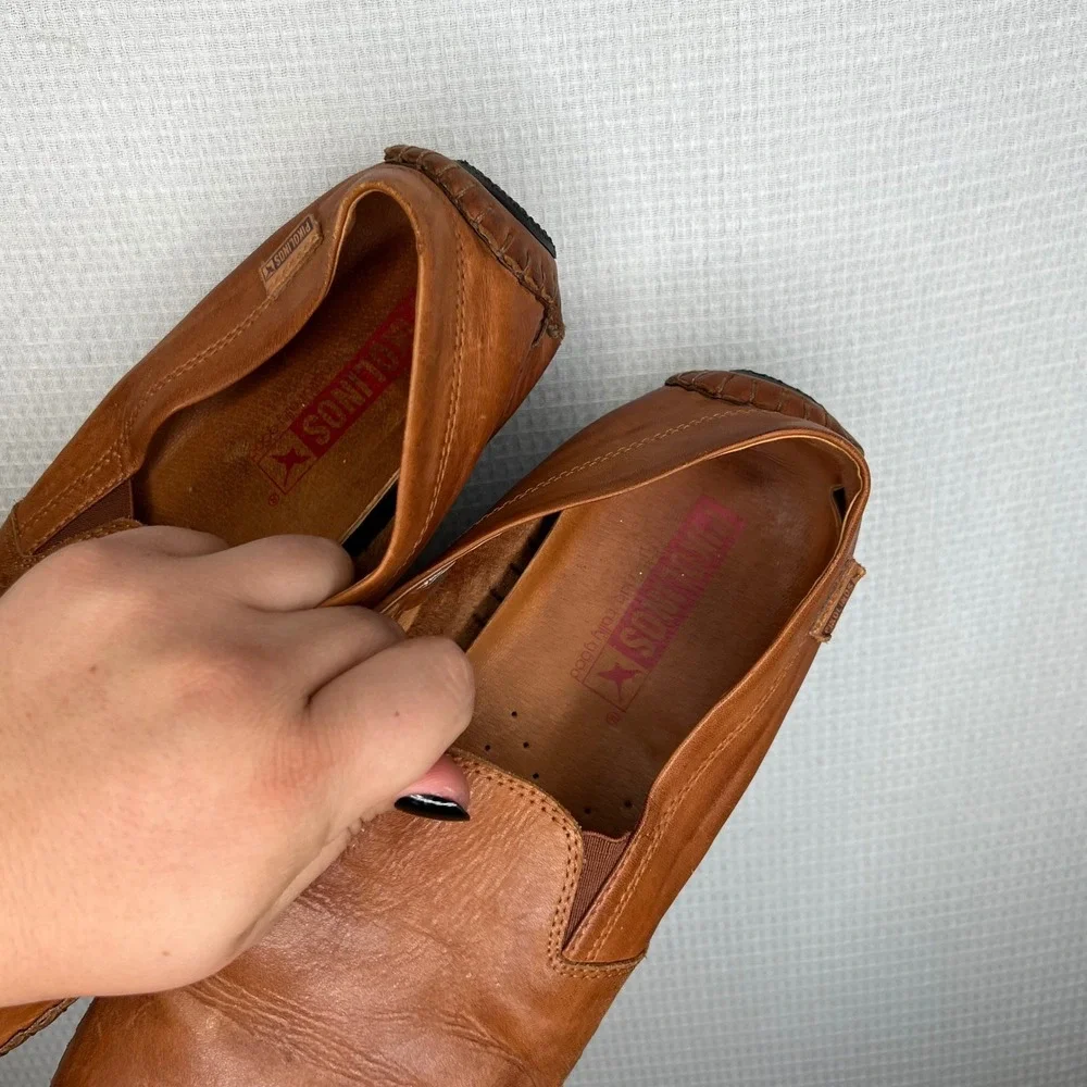Pikolinos Jerez Mens Tan Leather Slip On Driving Loafers Shoes Size 9-9.5